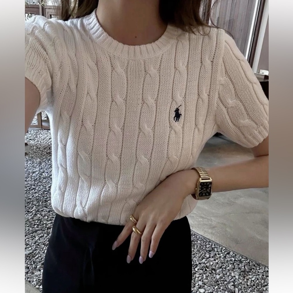 Polo Ralph Lauren Short Sleeve Cable Knit Crewneck Sweater Size S